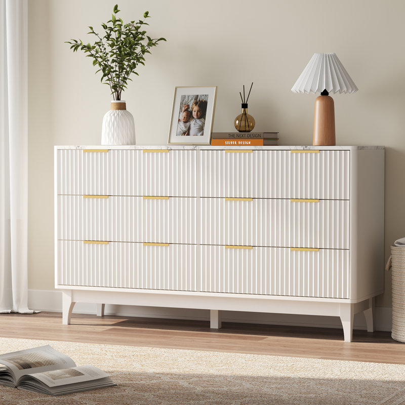 54'' W 6 - Drawer Fluted Double Dresser