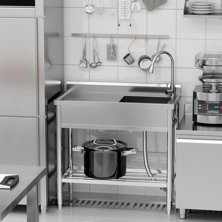 MC-SC-PHO_12KKYDOU NSF Stainless Steel Single Bowl Sink, Freestanding Commercial Kitchen Sink