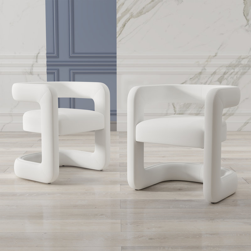 ( only one) Upholstered Barrel Dining Chair With Hollow Back, Modern Solid Wood Dining Chair, Comfy Side Chair For Dining Room/Living Room