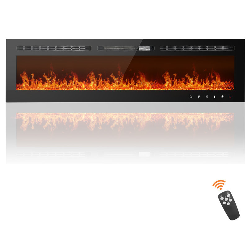 Incomplet)Electric Fireplace, Ultra-Thin Fireplace Recessed and Wall Mounted With Touch Screen Control Panel