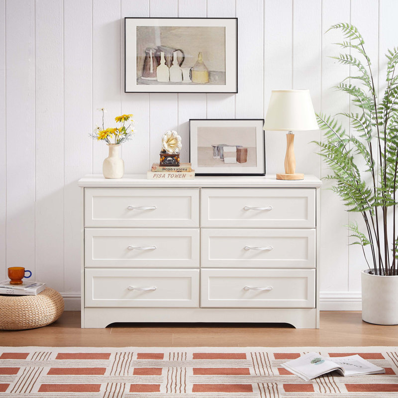 Urissa Modern 6-Drawer Dresser with Metal Pulls | Spacious Clothes Organizer for Bedroom, Living Room & Hallway