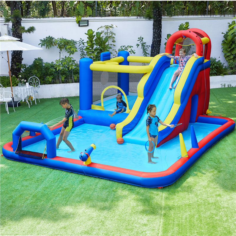 18.4' x 13' Inflatable Slide with Bouncy house for Kids(with Blower)