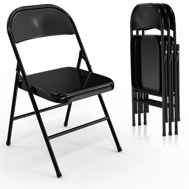 Miramar Metal Stackable Folding Chair Folding Chair Set (Set of 4)