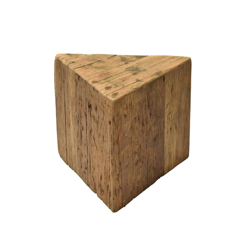 Small Triangle Side Table Natural Wood H 15" & L 16"