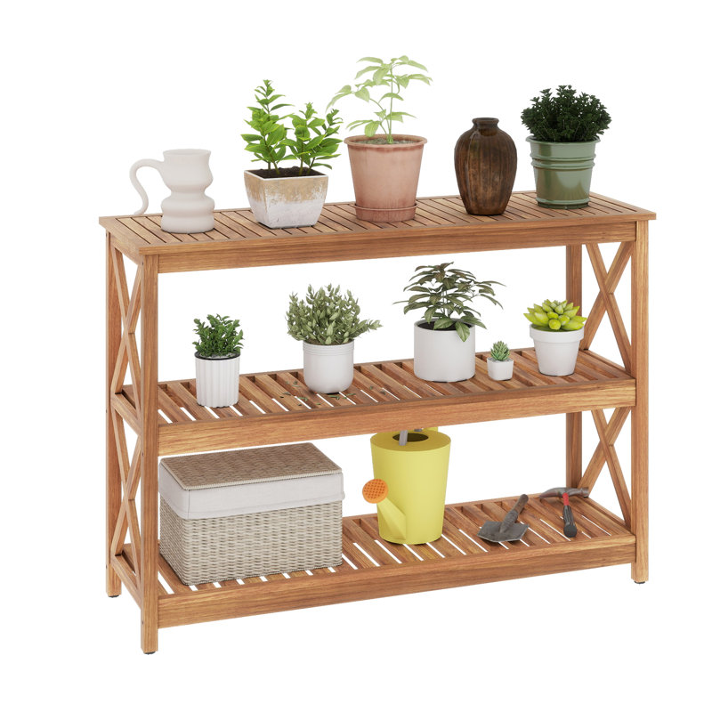 Gracie Oaks Outdoor Acacia Wood Side Table