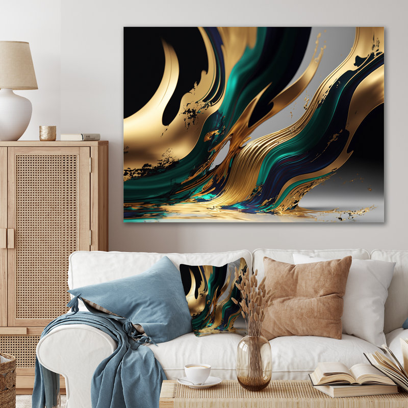 Green And Gold Agate II - Abstract Transitional Canvas Wall Art