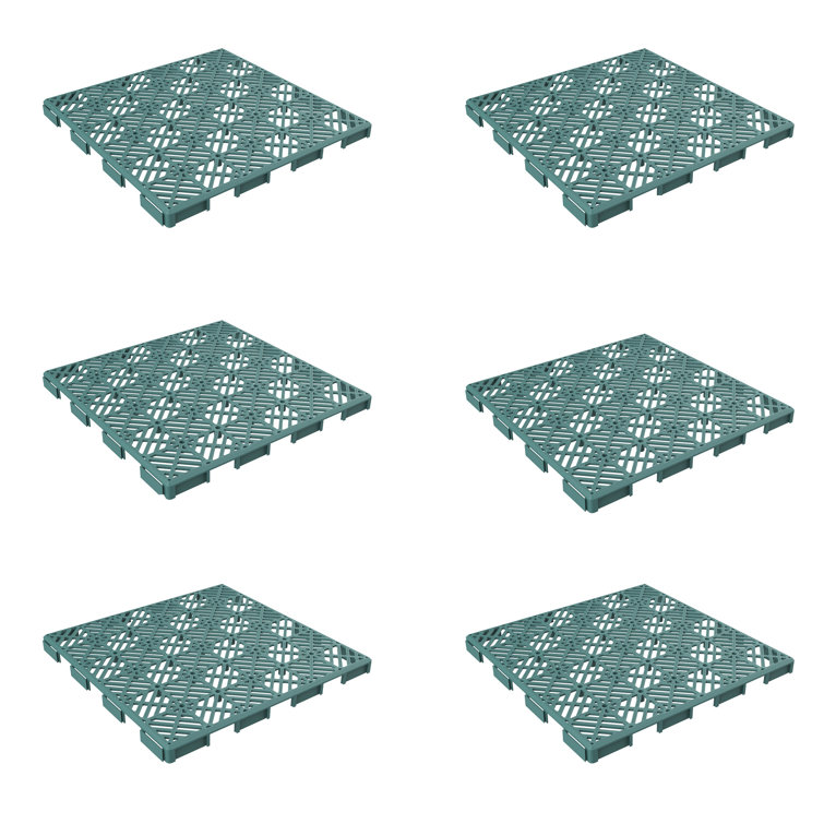 Interlocking 11.5"x11.5" Deck Tiles - Diamond Pattern Outdoor Pavers - Weather + Slip Resistant (Set of 6)