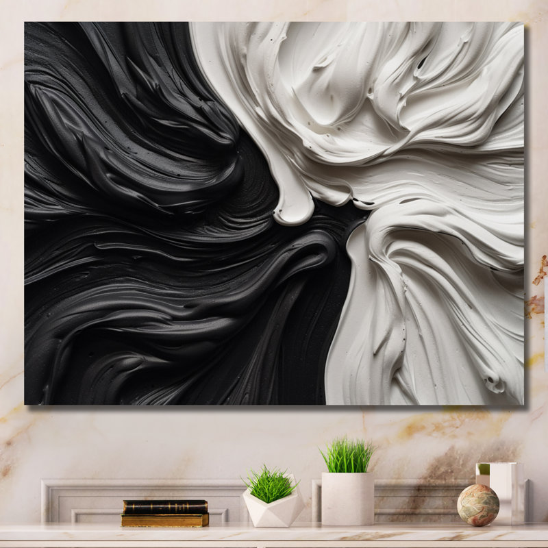 Black White Marbled Dreamscape IV - Abstract Geometric Wall Art