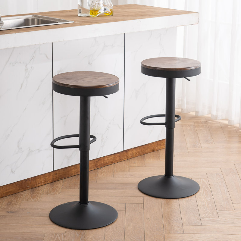Selina Swivel Solid Wood Adjustable Height Bar Stools, Counter Stools for Kitchen Island
