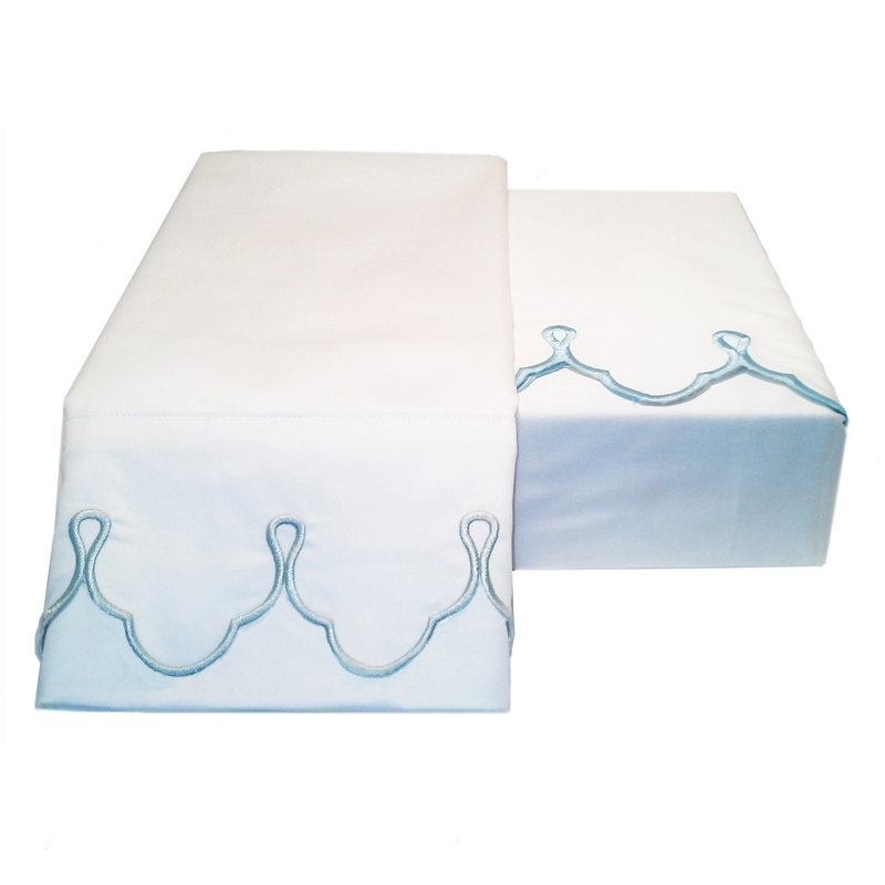 SIMILAR TO STOCK PHOTO Scalloped 100% Cotton Sateen Weave Sheet Set