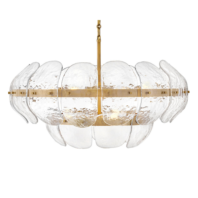 Lillia 9-Light Two-Tier Drum Chandelier w/ Clear Curved Handcrafted Glass