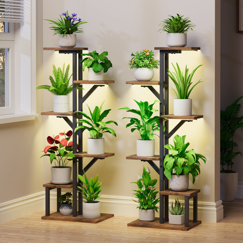 40.4\" Plant Stand Indoor with Grow Lights - 2 Pack Indoor Plant Shelf, 6 Tiered Indoor Corner Plant Stand ( INCOMPLETE )