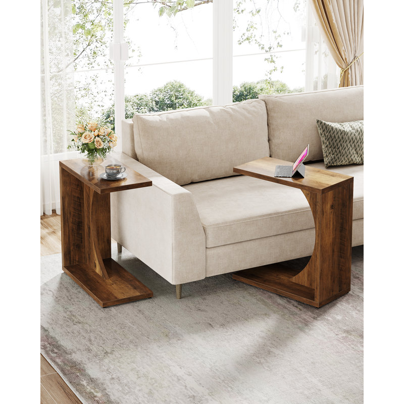 Incomplete Heikki C Shaped End Tables, Under Couch Table, Side Table for Sofa (Set of 2)