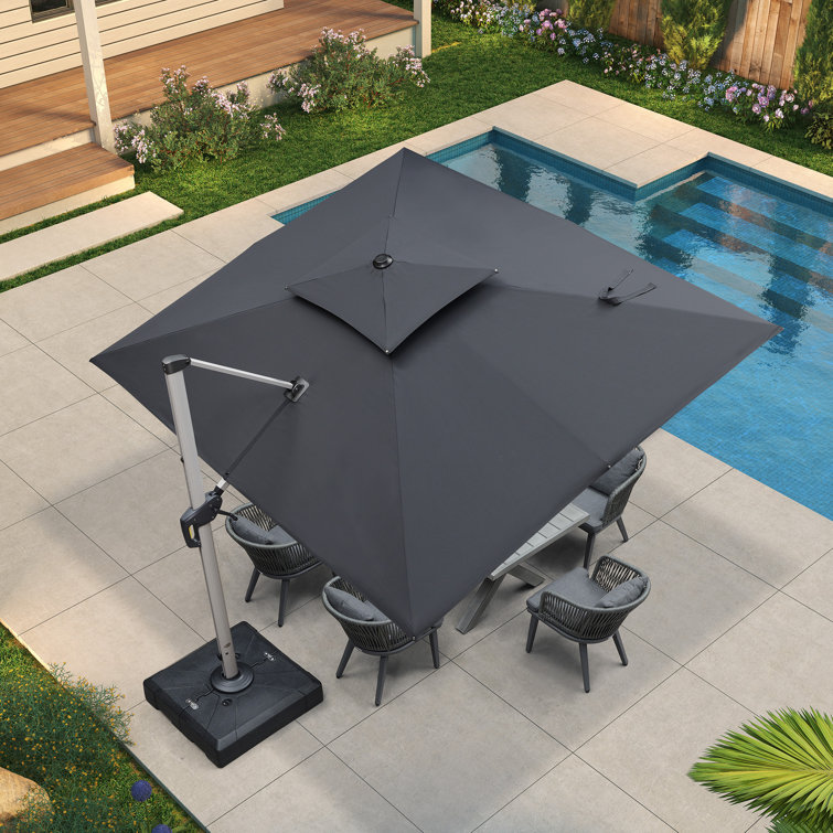 (Box 1/2) Bohusiavice Rectangular Cantilever Umbrella with Base