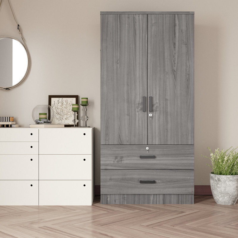 Scottie Armoire 2-Door Wardrobe with 2-Drawers New Design incomplete 
