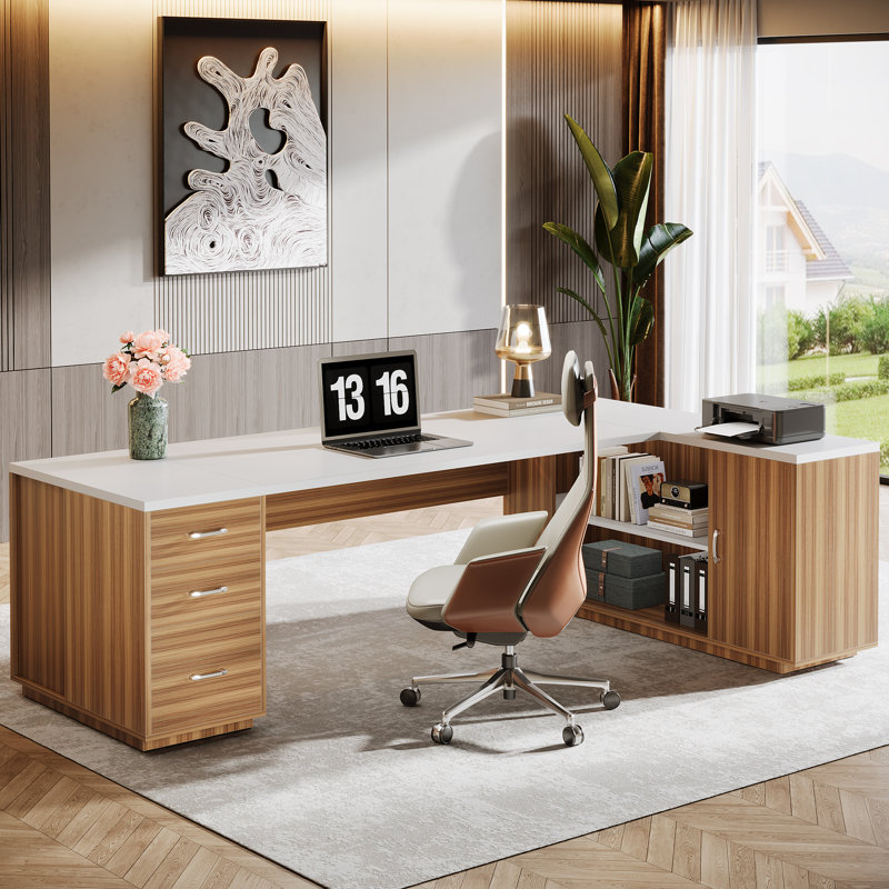 85.8" L-Shaped Executive Desk