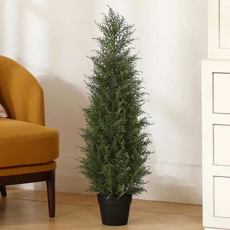Adcock Faux UV Resistant Cedar Topiary Trees for Outdoors, Fake Cypress Plants for Home Decor INCOMPLETE 