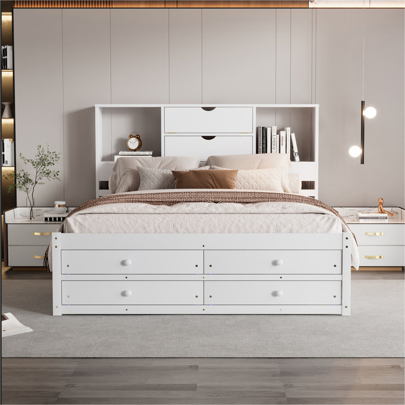 Brackney Platform Bed with Storage Headboard and 8 Drawers INCOMPLETE 