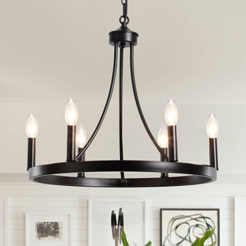 Semiko 6 - Light Dimmable Wagon Wheel Chandelier