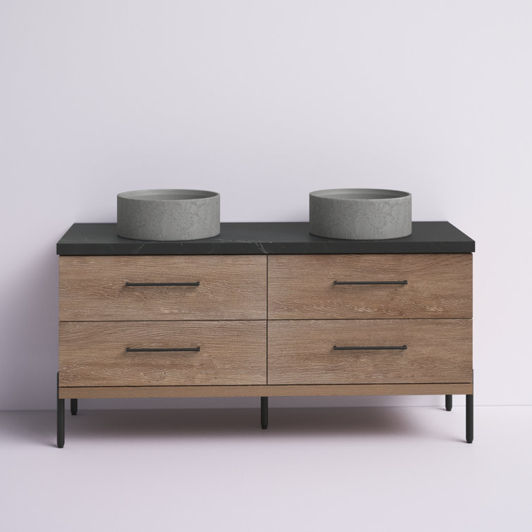 Norvell 60'' Double Bathroom Vanity with Stone Top ( incomplete))