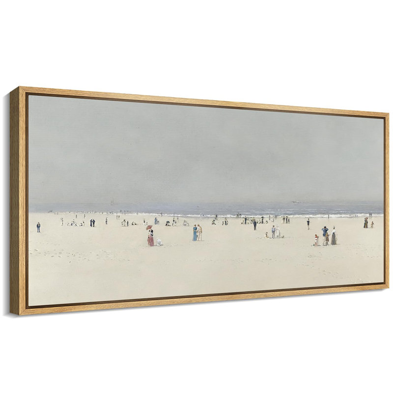 Coastal Beach " Beach Day In Pastel Victorian Style Seaside Antique Retro Fine Art Bedroom Extra Large Wall Decor "