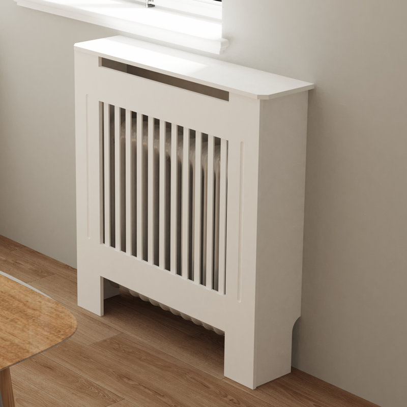 Tall Vertical Slats Radiator Cover Wood Cabinet Modern Radiators Shelf Thicken White