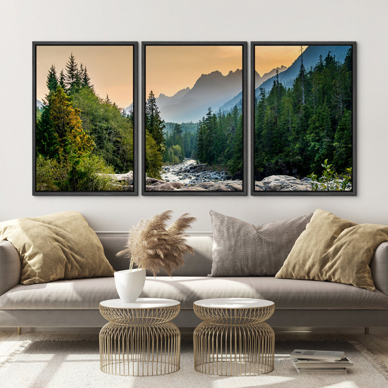 Nature Landscape Colorado Forest Mountain Nature Photograph Landscape Scenery Triptych - Framed Canvas 3 Piece Print 36" H x 72" W x 1.5" D