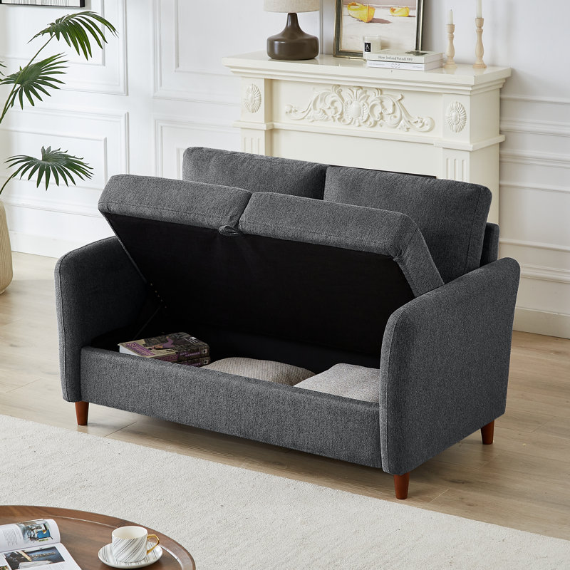 Linen Flared Arm Loveseat with Storage