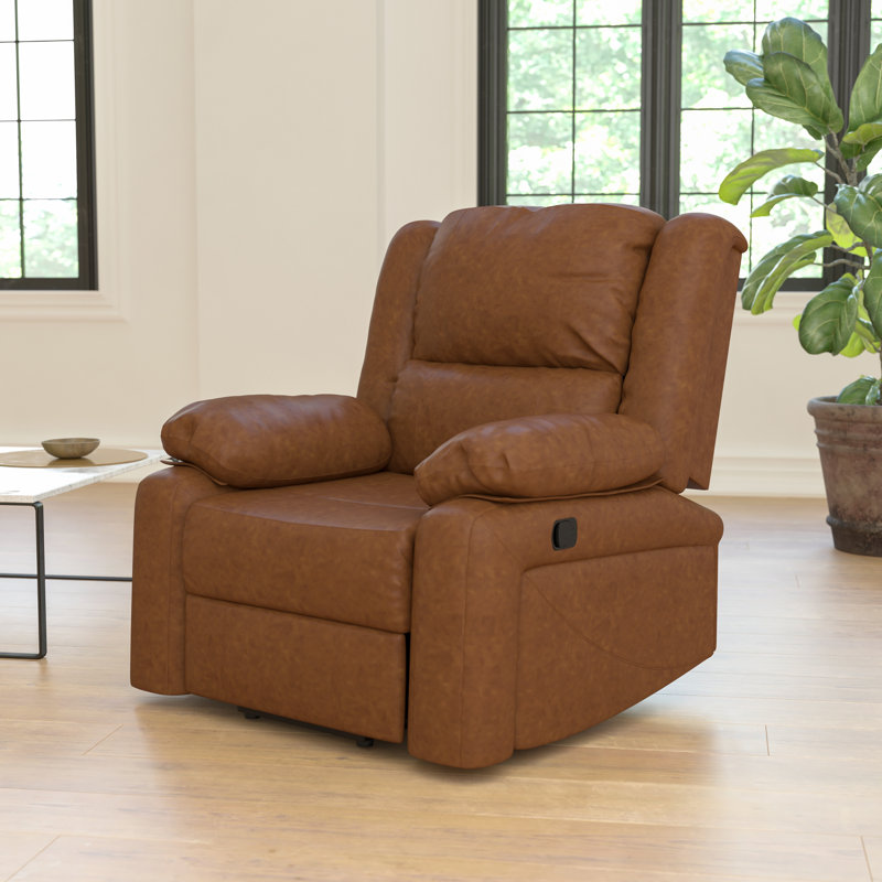  Incomplete Arland Contemprary Faux Leather Pillow Back Recliner