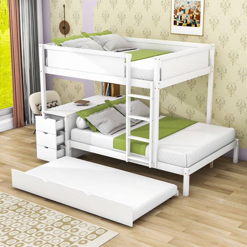 (Box 1/4) Kaleis Bunk Bed With Storage Drawers, Outlets, USB Ports And Safety Guardrails