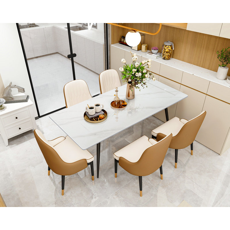 Joseff 63" Modern Dining Table Marble Kitchen Table for 6