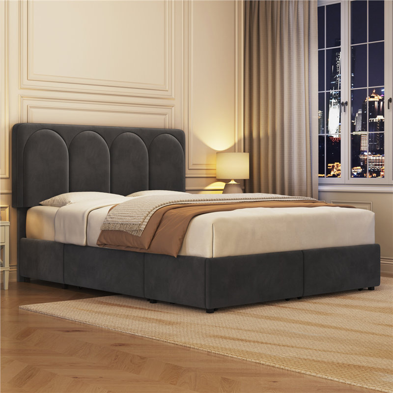 (Box1/2) Berma Upholstered Platform Bed