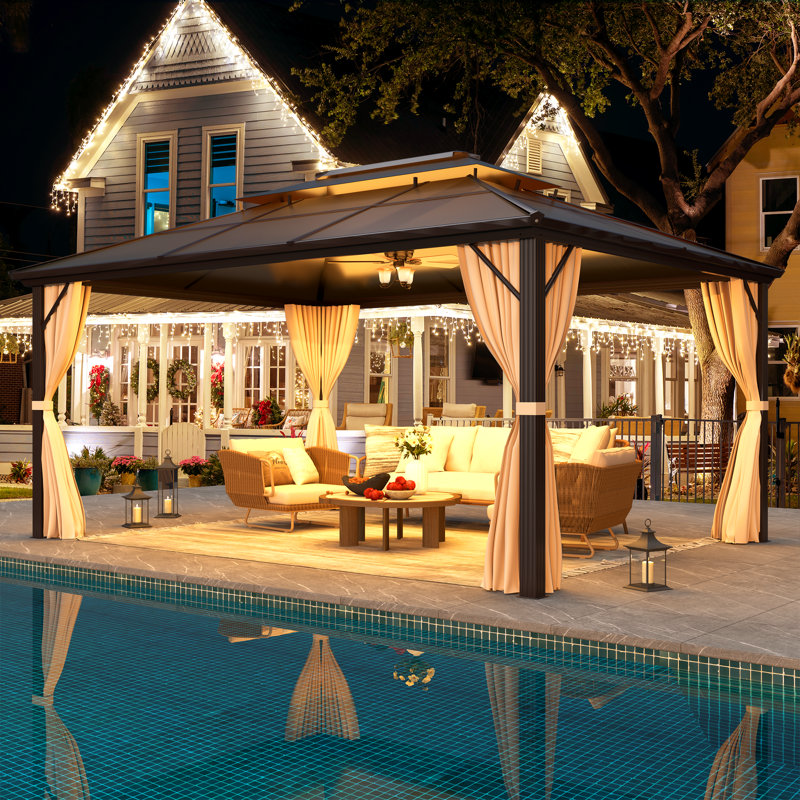 (INCOMPLETE) PART 1 of 2 10 FT X 13 FT Aluminum Patio Hardtop Gazebo