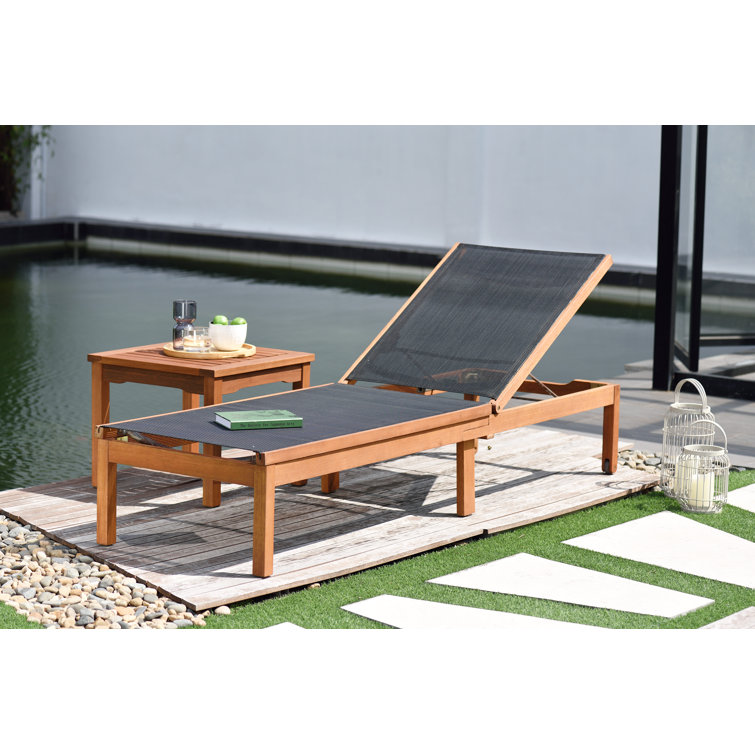Rafael Outdoor Eucalyptus Wood Chaise Lounge