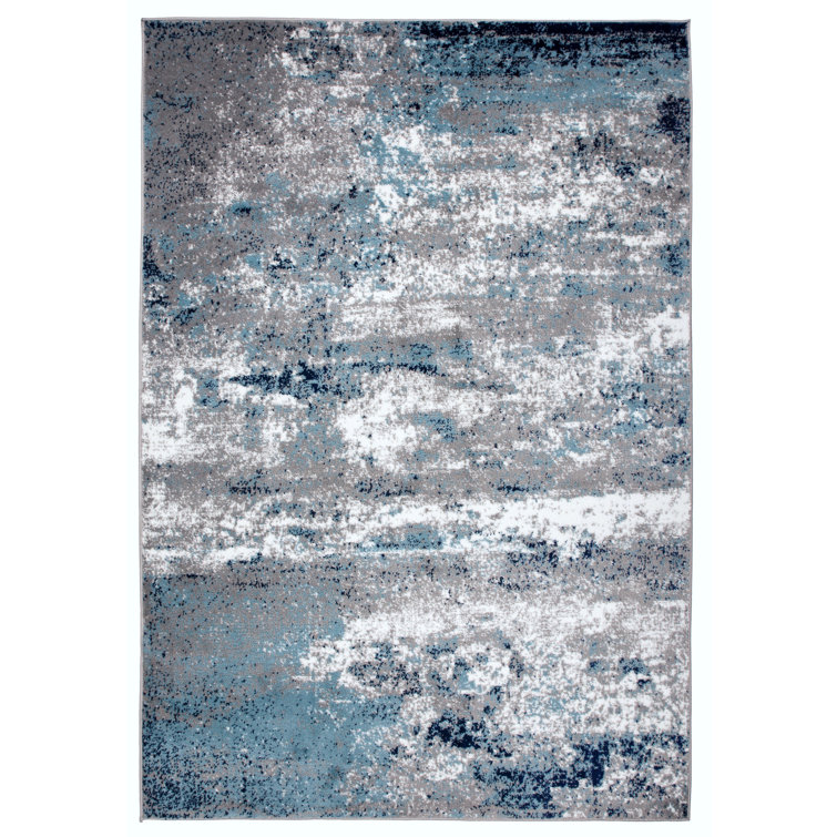 NOT EXACTLY THE SAME Willington Abstract Gray/Blue Rug