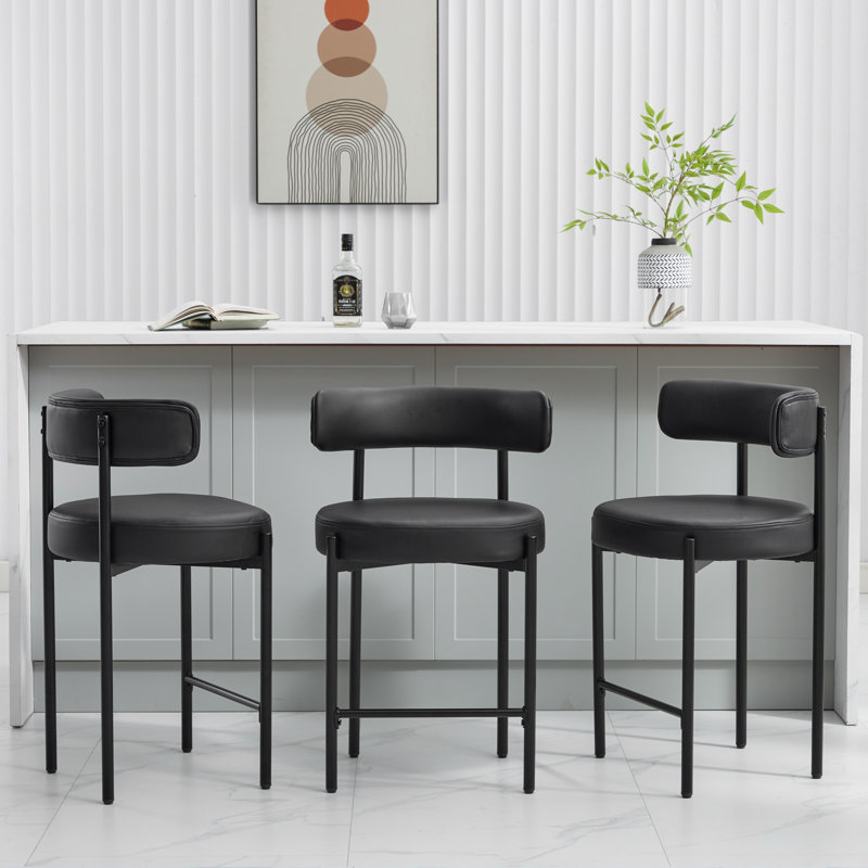 Najira Upholstered 24'' Counter Stool with Metal Frame