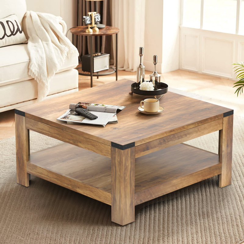 incomplete Zara Square Coffee Table With 2-tier Storage Shelves