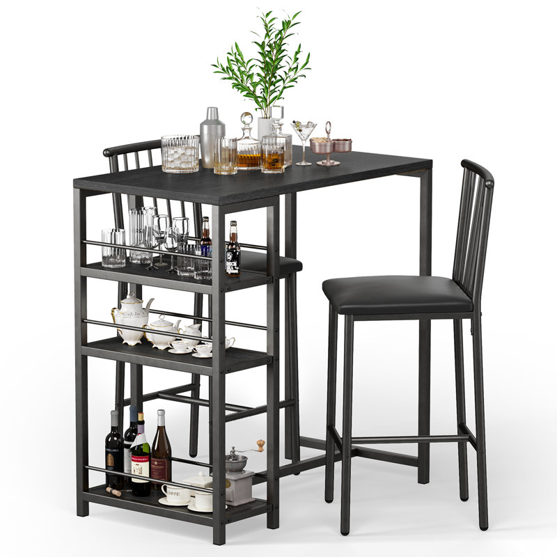 Tabiatha 2 - Person Counter Height Bar Table Set with 2 Upholstered Stool Chairs