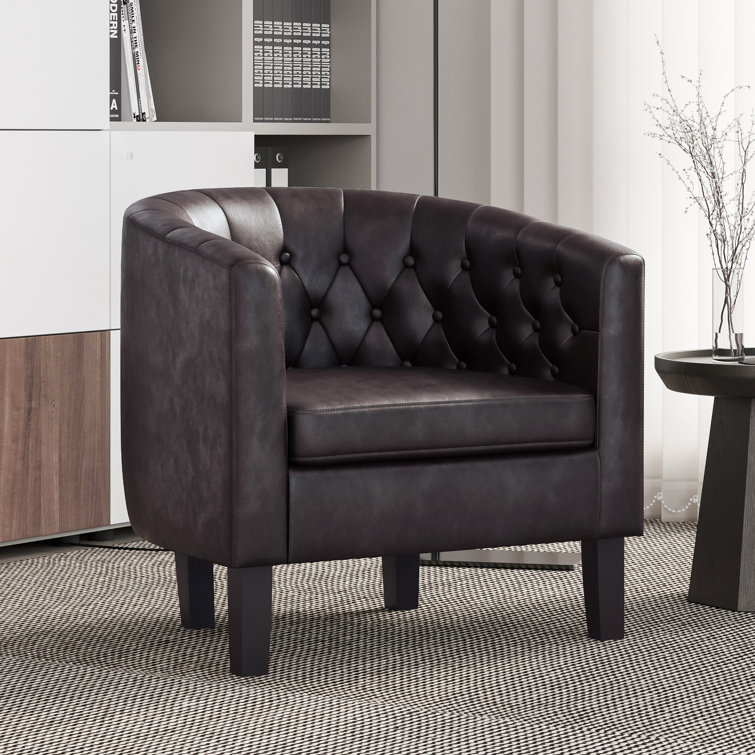 Zeniyah 28.35 Wide Faux Leather Barrel Chair