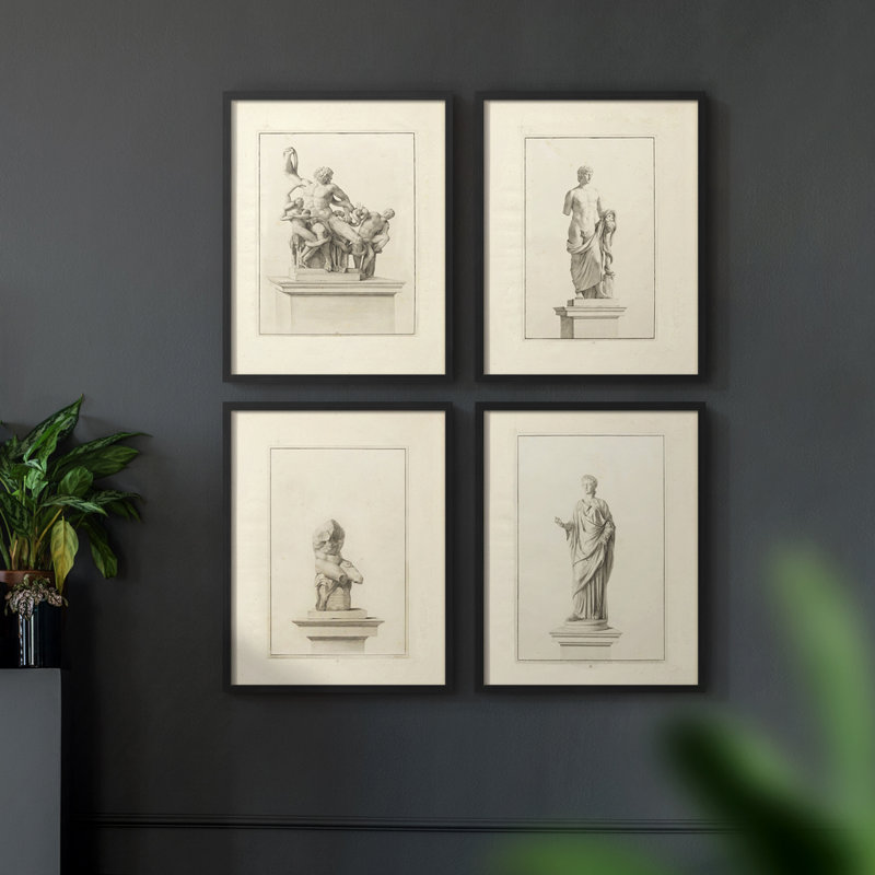 Vintage Sketch CVIII Framed Print - Set of 4 (Set of 4)