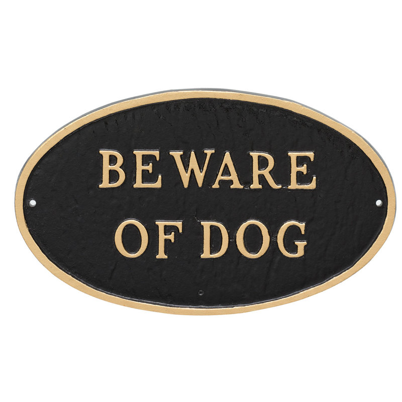 Large Oval Beware of Dog Statement Plaque Sign