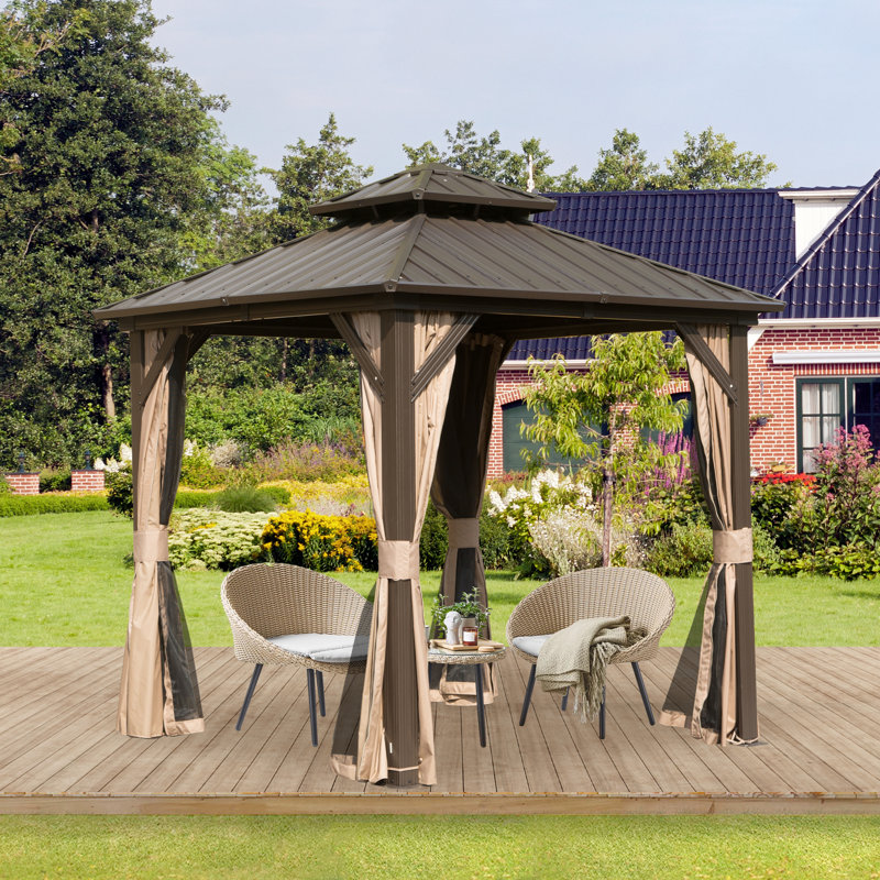 (Incomplete) 8 Ft. W x 8 Ft. D Aluminum Patio Gazebo