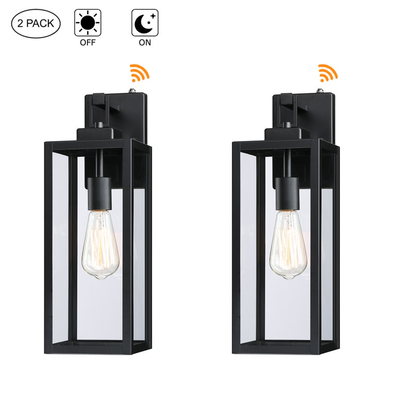 Citron 1-Light Matte Black Outdoor Wall Lantern with Dusk to Dawn (Set of 2) INCOMPLETE 