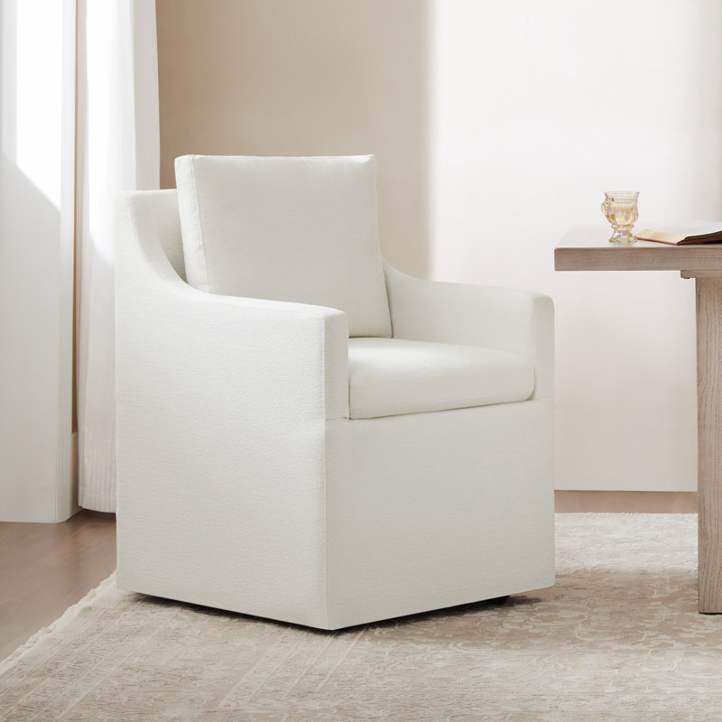 hidar upholstered dining armchair with casters