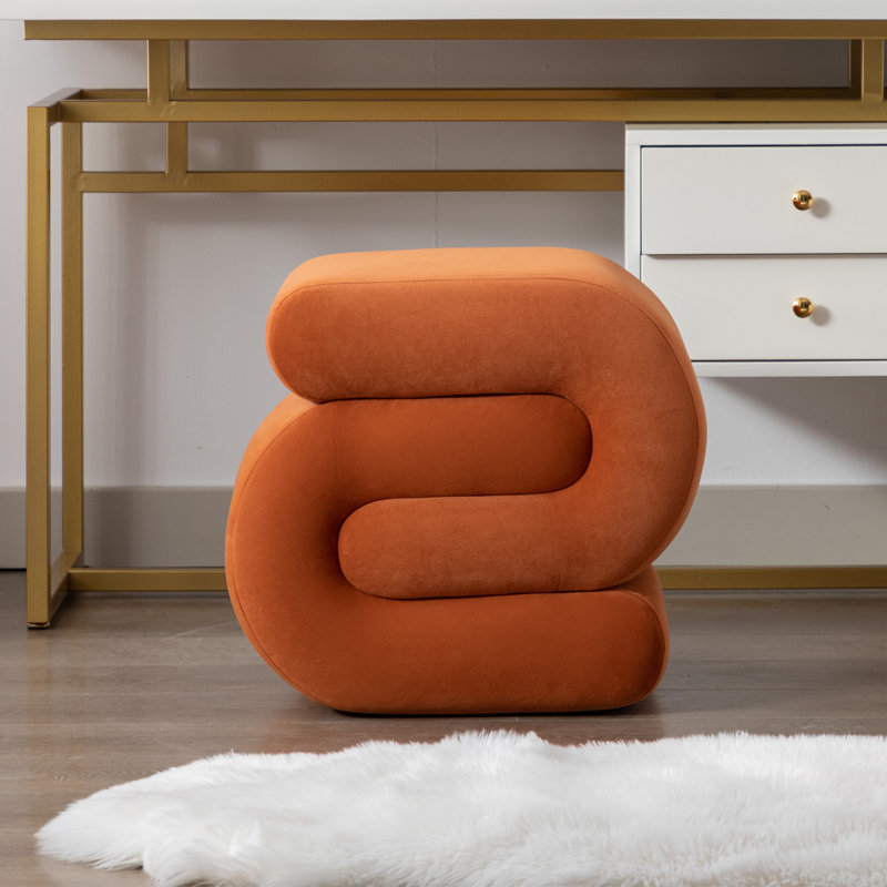 Jaszlyn S-shape Ottoman, Makeup Stool Footstool