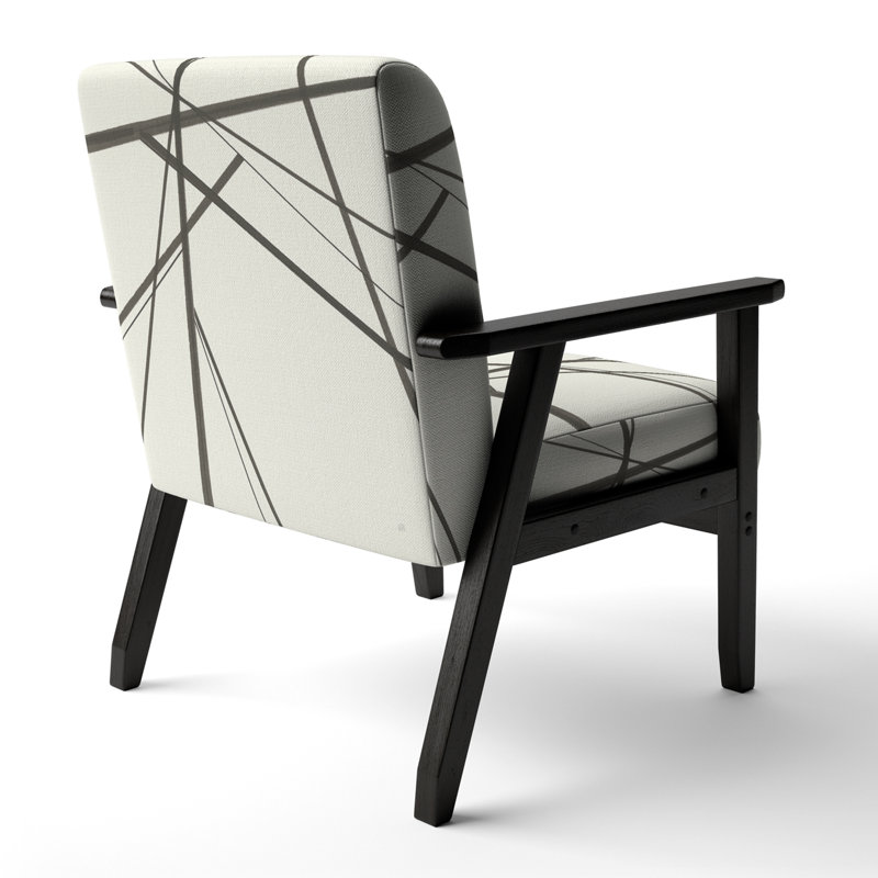 Mackaela - Minimalist Black And White III - Upholstered Transitional Accent Arm Chair