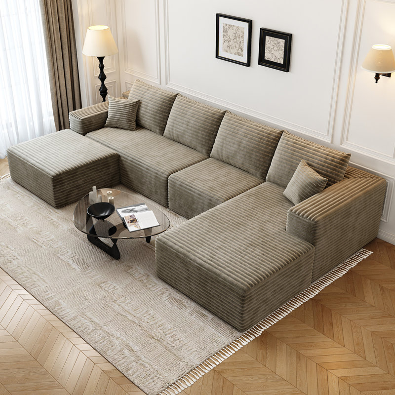 (Incomplete) 135.4\"Cloud Modular Sectional Couch with 1 Ottoman,Modern Minimalist Upholstered Couches, Comfort U Shaped Sofa for Living Room,Deep Seat Corner Couch,No Assembly Required