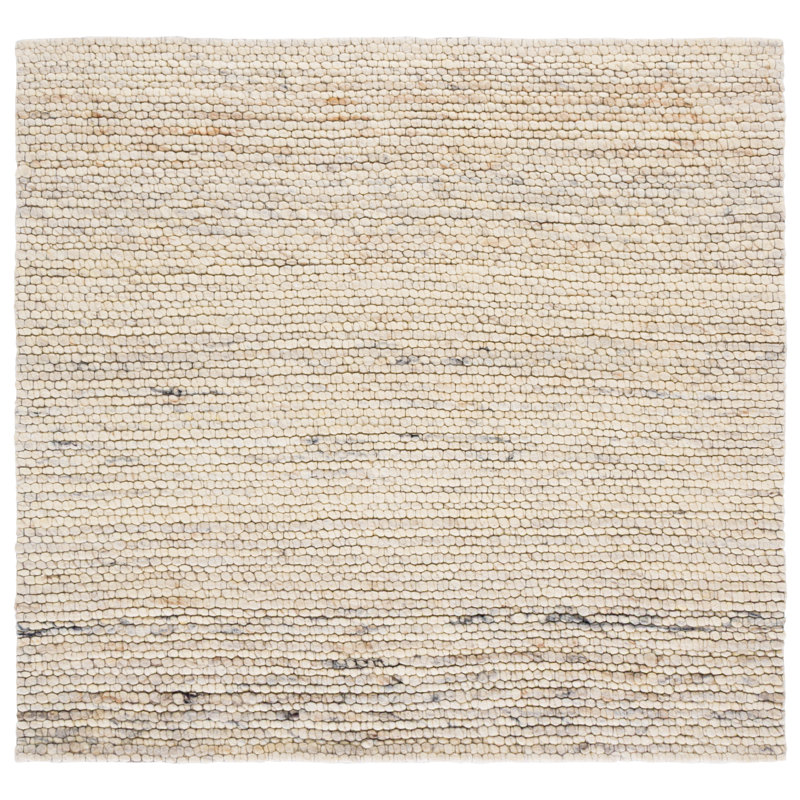 Abram Hand Woven Wool; Cotton No Pattern Rug in Beige/Ivory