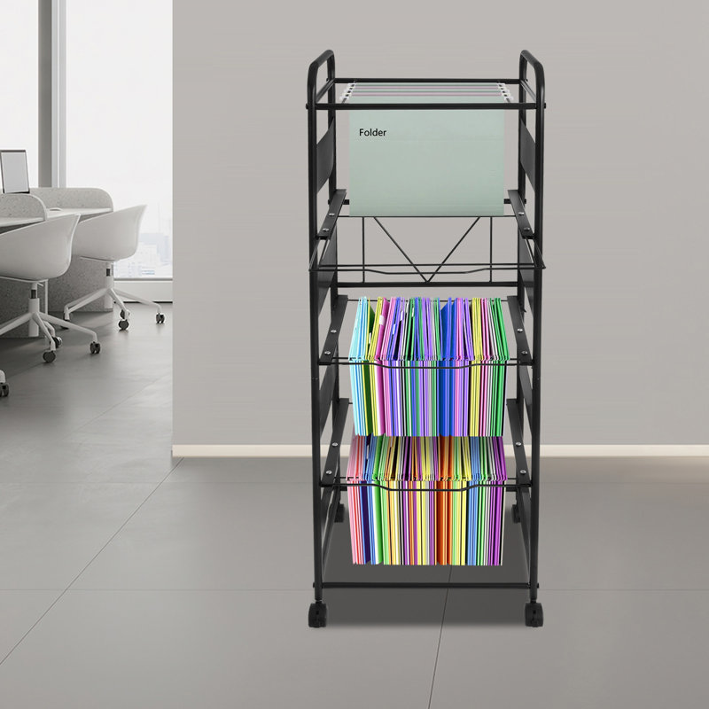4-Tier Rolling File Cart