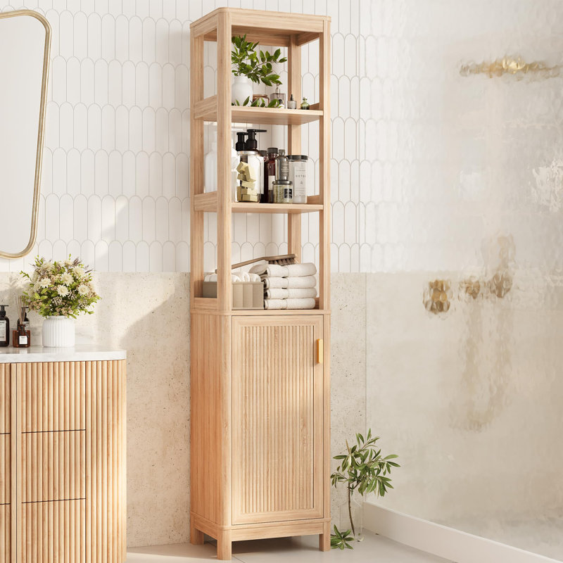 68'' Tall Narrow Storage Cabinet With Adjustable Shelf And Door, Bathroom Storage Cabinet, Space Saver For Bathroom, Kitchen, Living Room